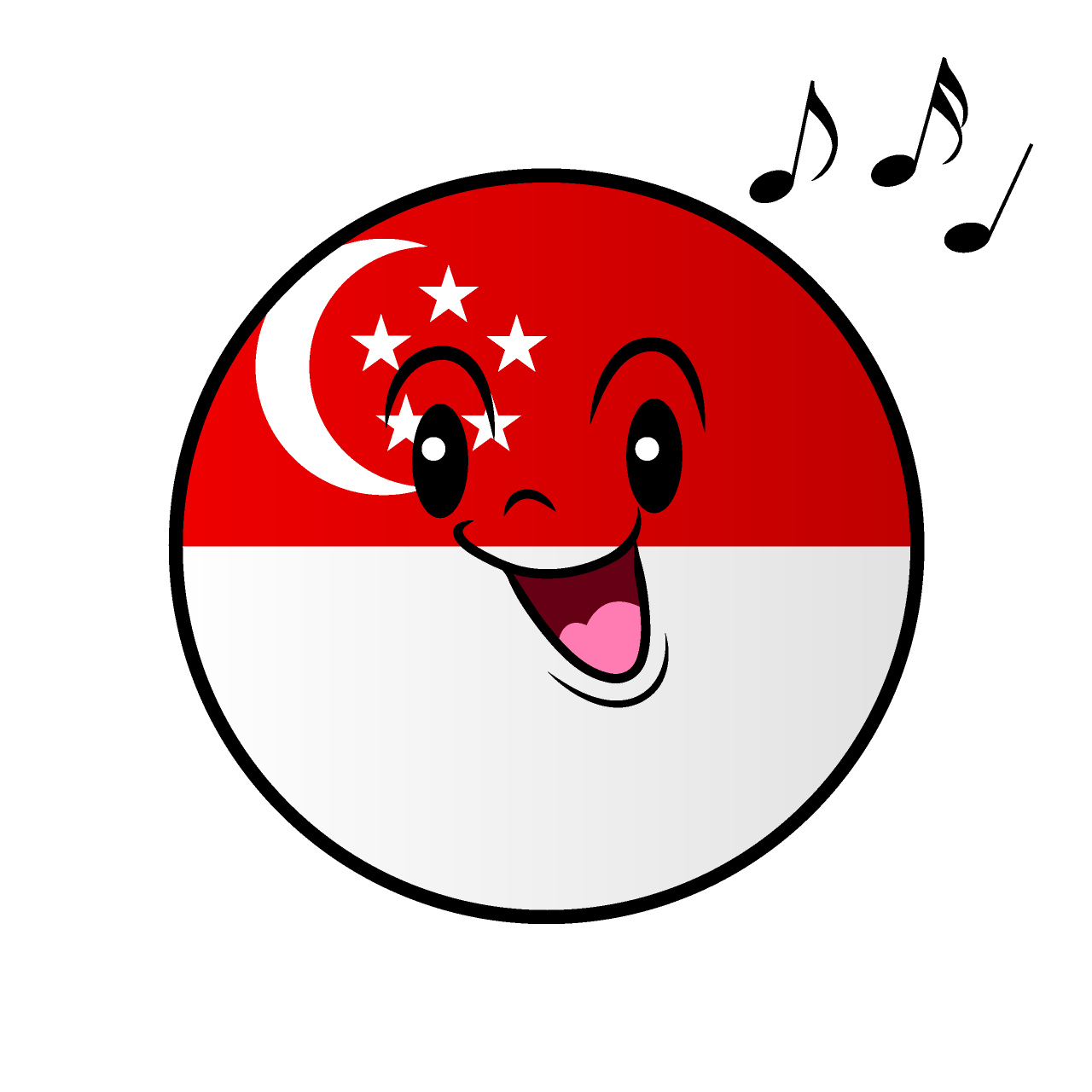 Singing Singaporean Flag (Round)