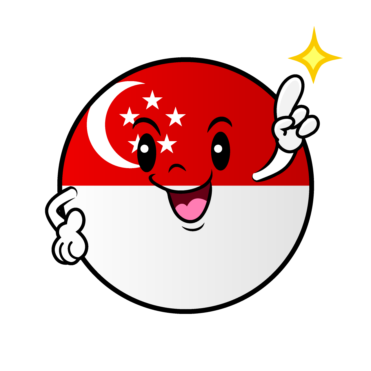 指差しするシンガポール国旗（丸型）