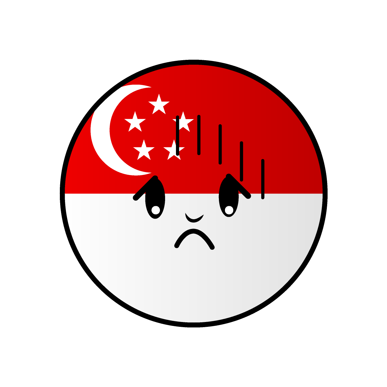 お辞儀するシンガポール国旗（丸型）