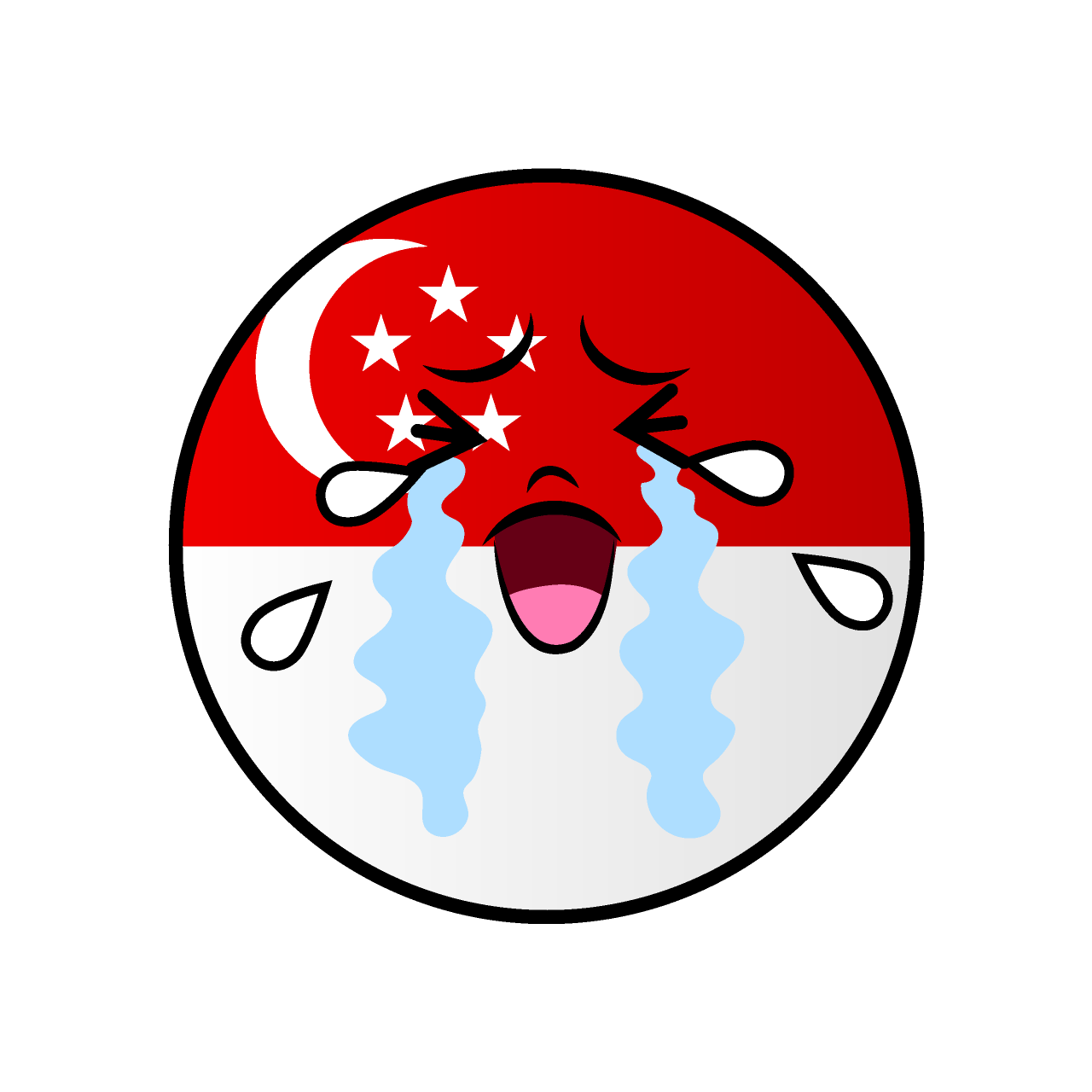泣くシンガポール国旗（丸型）