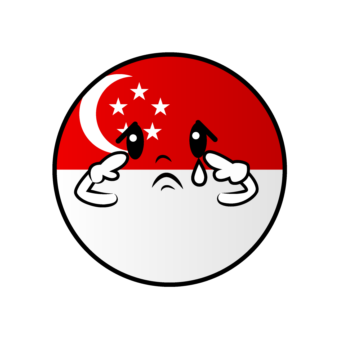 悲しいシンガポール国旗（丸型）