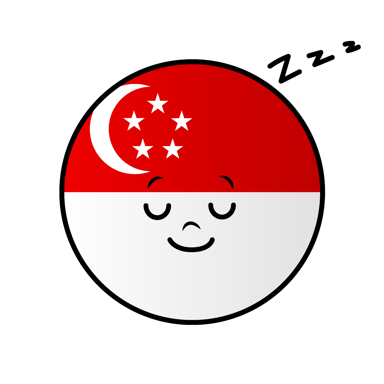 寝るシンガポール国旗（丸型）