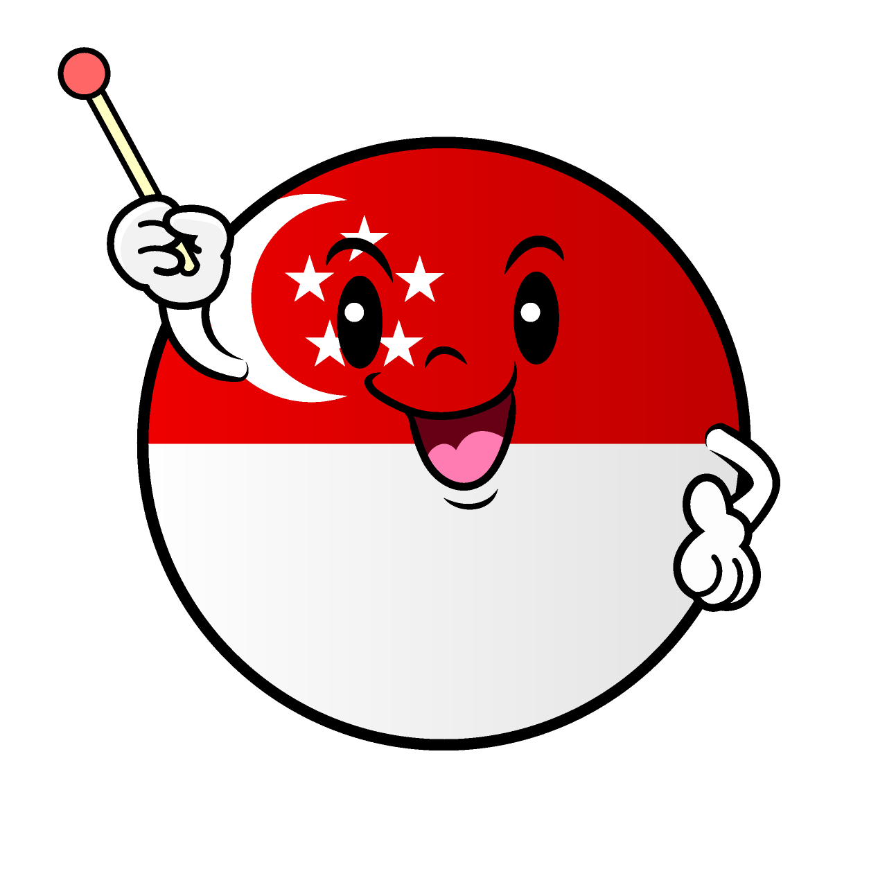 説明するシンガポール国旗（丸型）