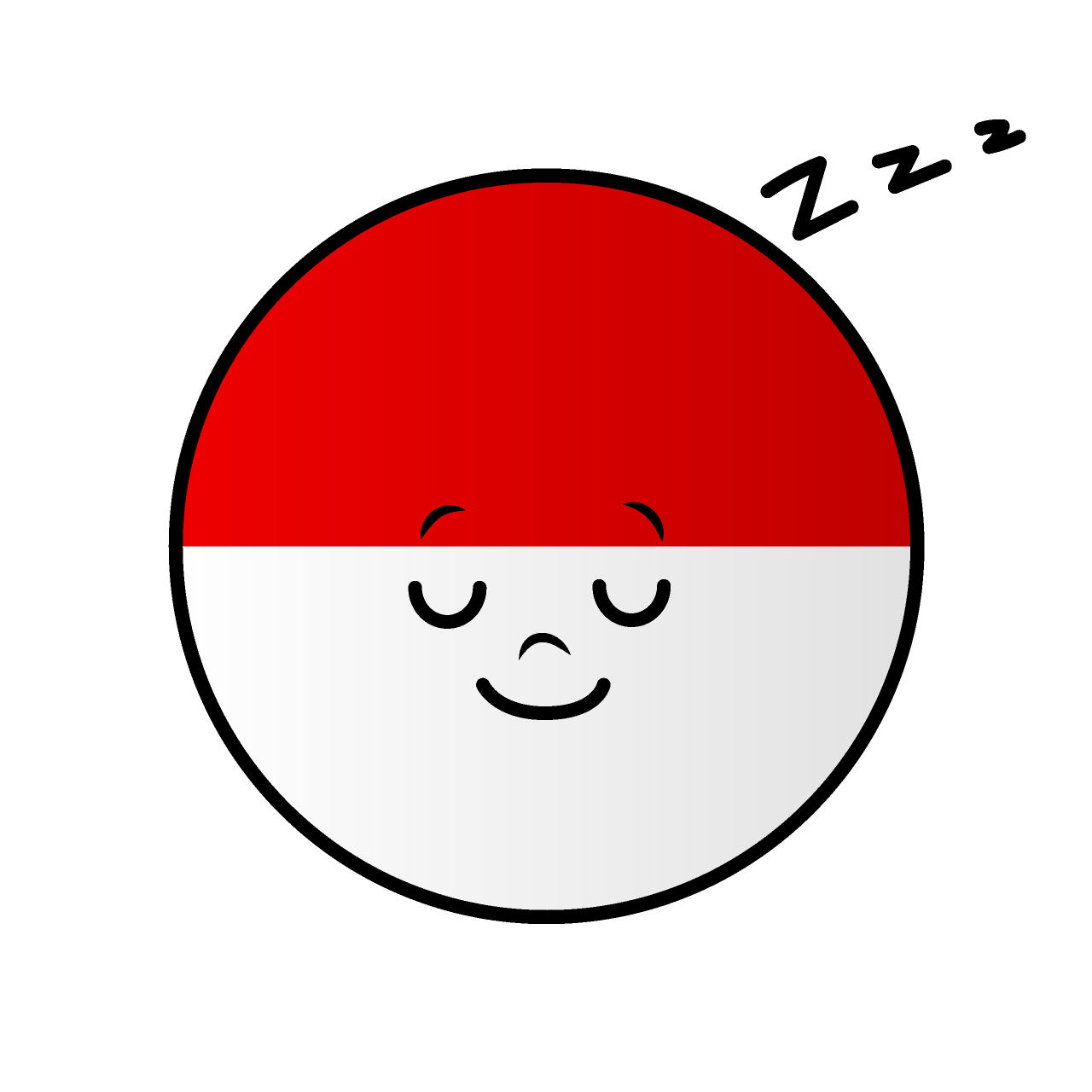 寝るインドネシア国旗（丸型）