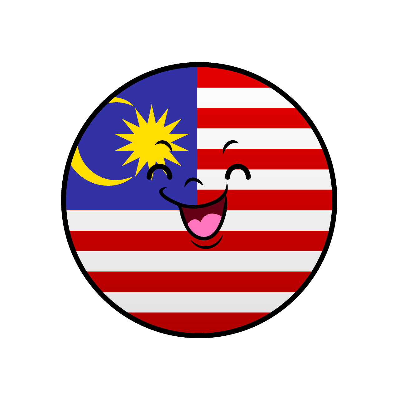 笑顔のマレーシア国旗（丸型）