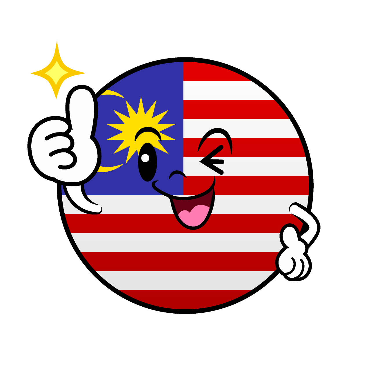 いいねするマレーシア国旗（丸型）