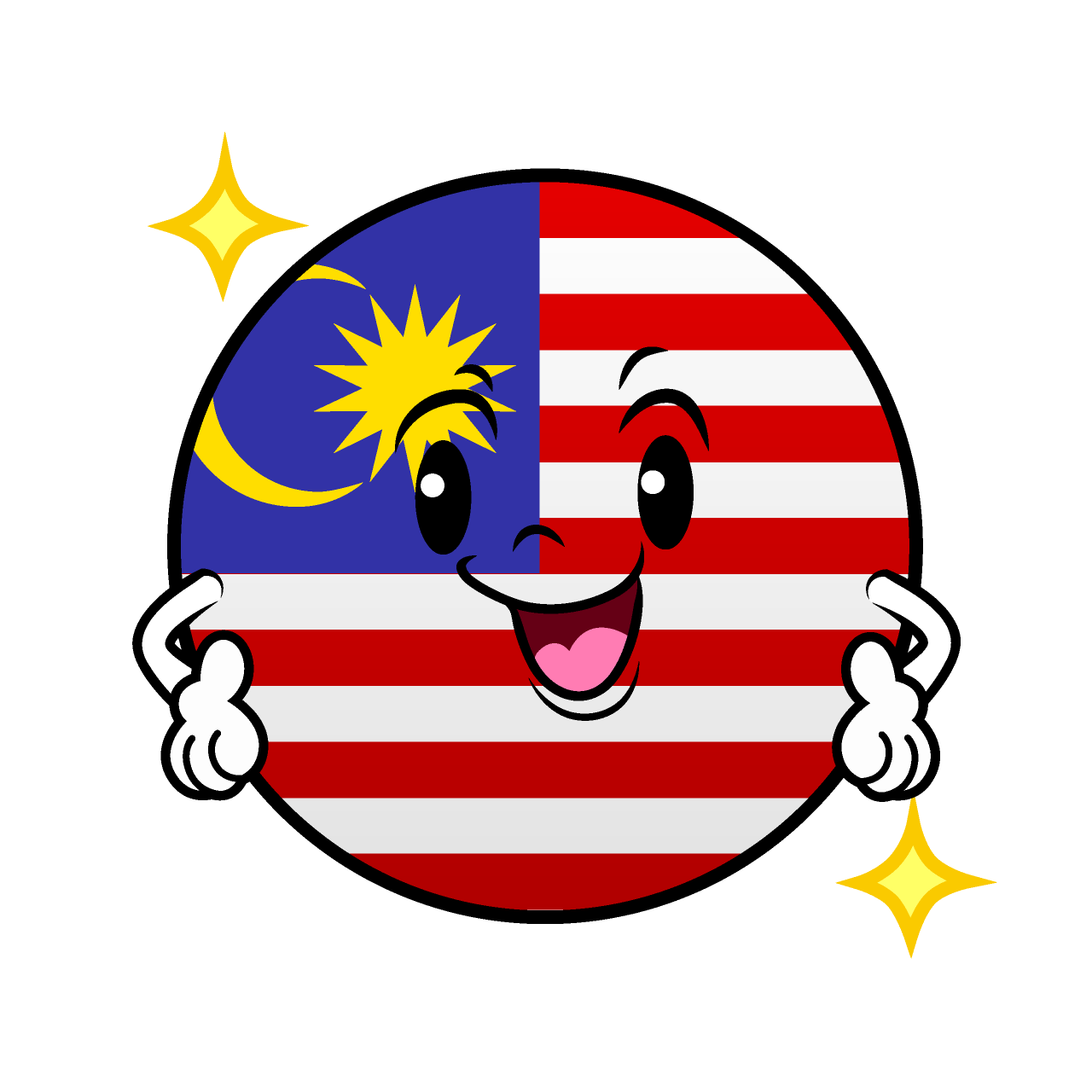 Posing Malaysian Flag (Round)