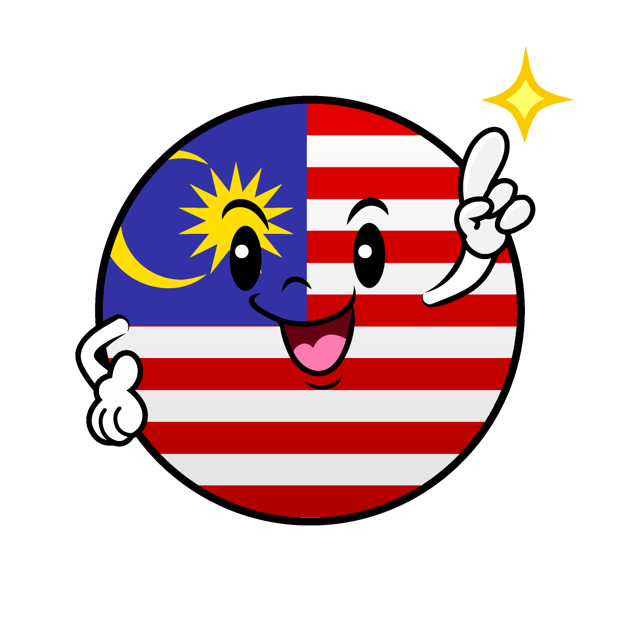 Pointing Malaysian Flag (Round)