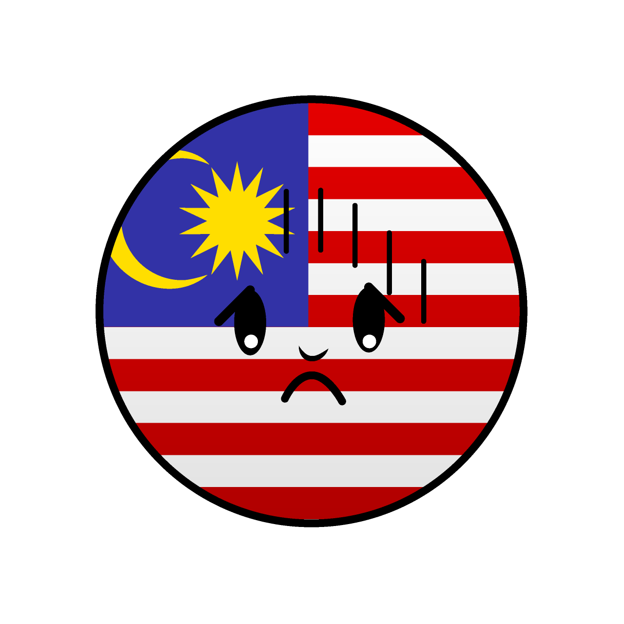 お辞儀するマレーシア国旗（丸型）