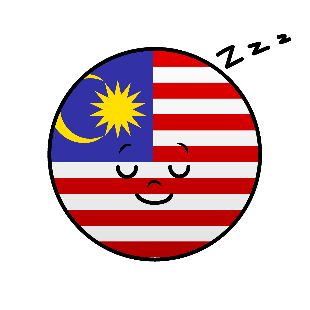 寝るマレーシア国旗（丸型）