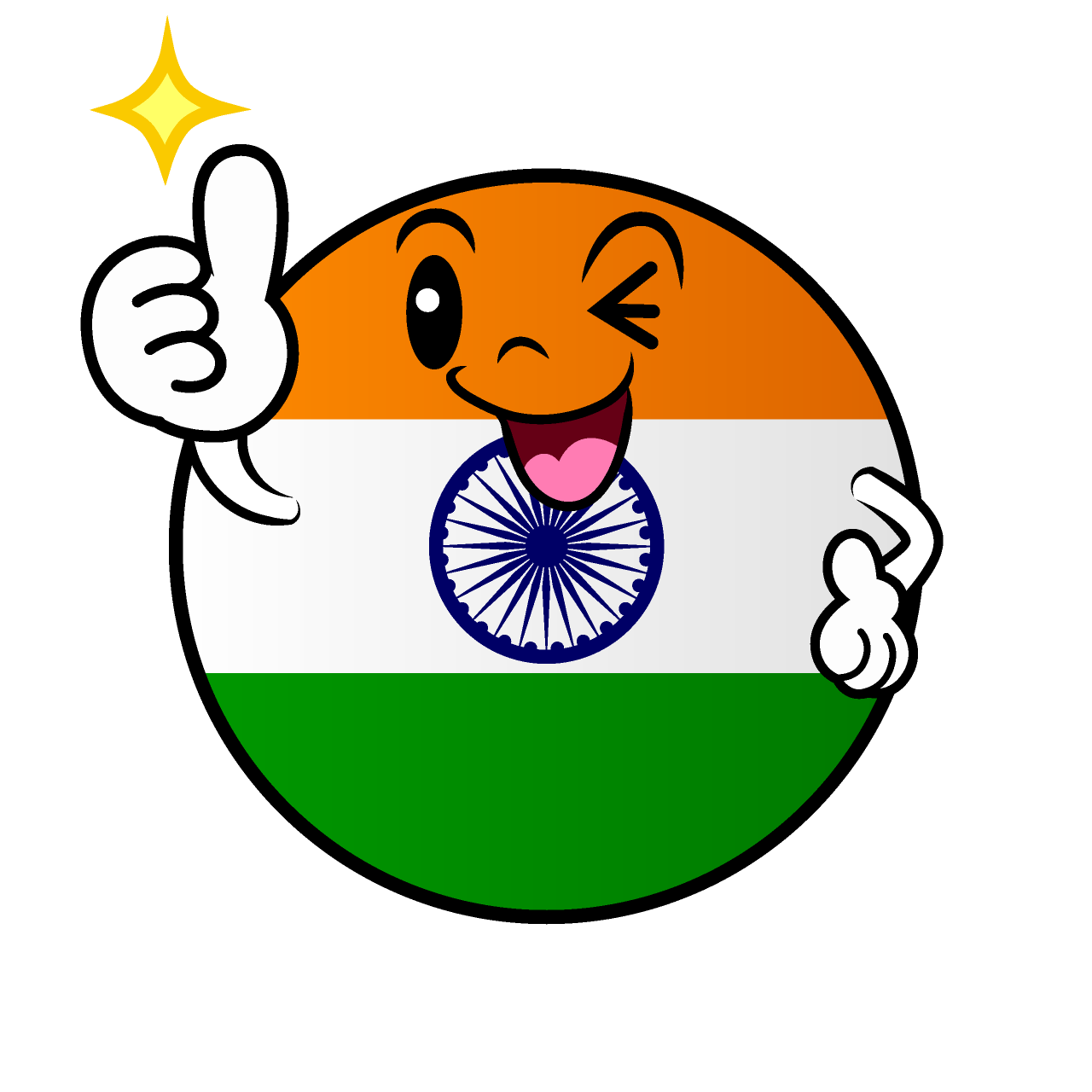 Thumbs Up Indian Flag (Round)