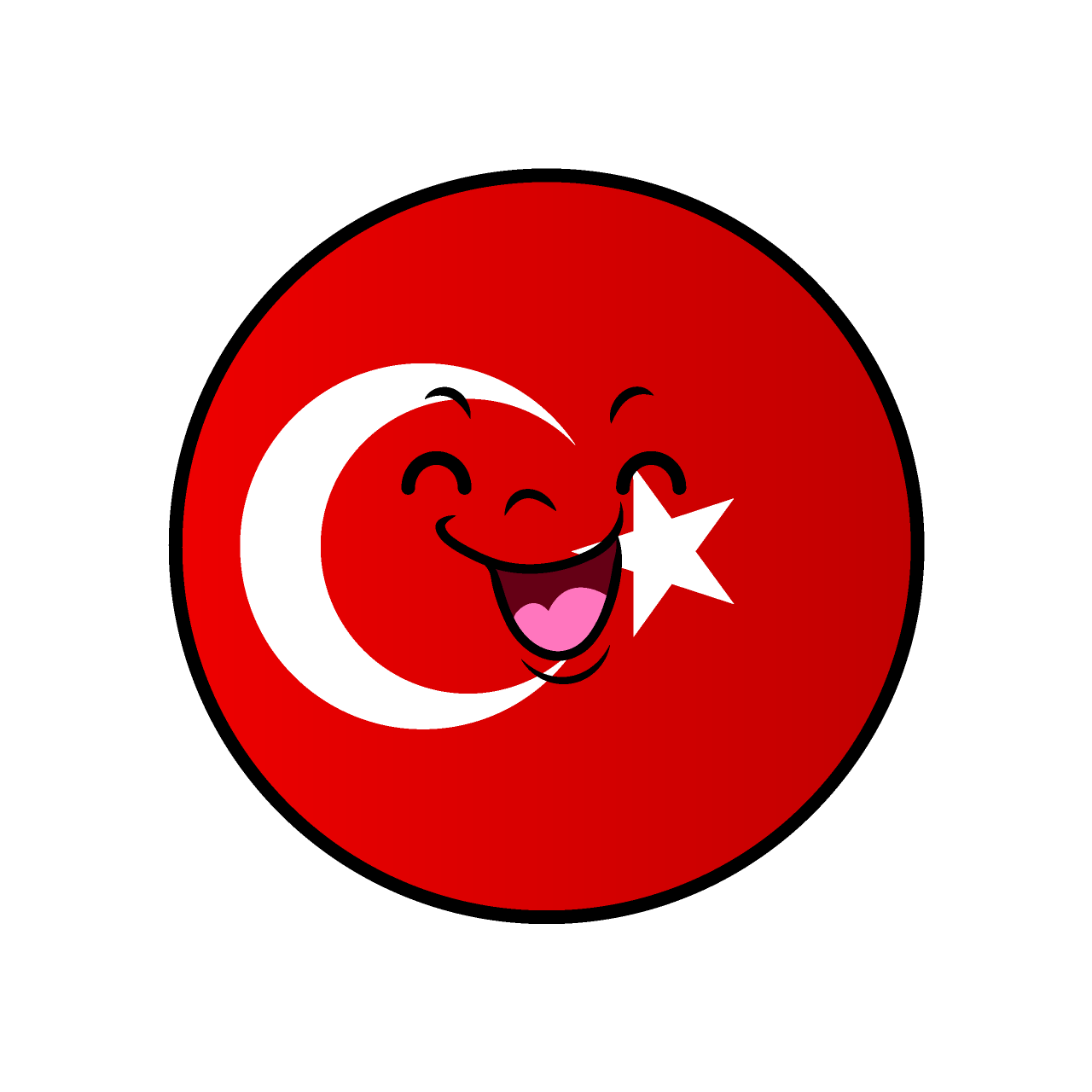 Smiling Turkish Flag (Round)