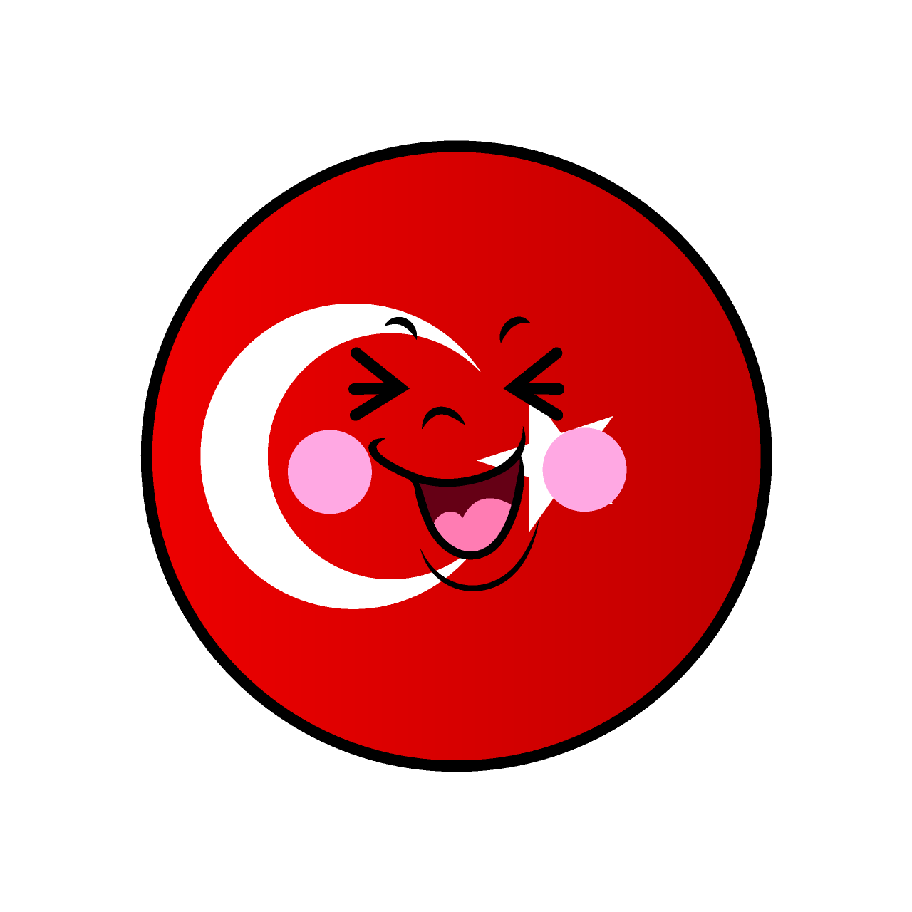 笑うトルコ国旗（丸型）