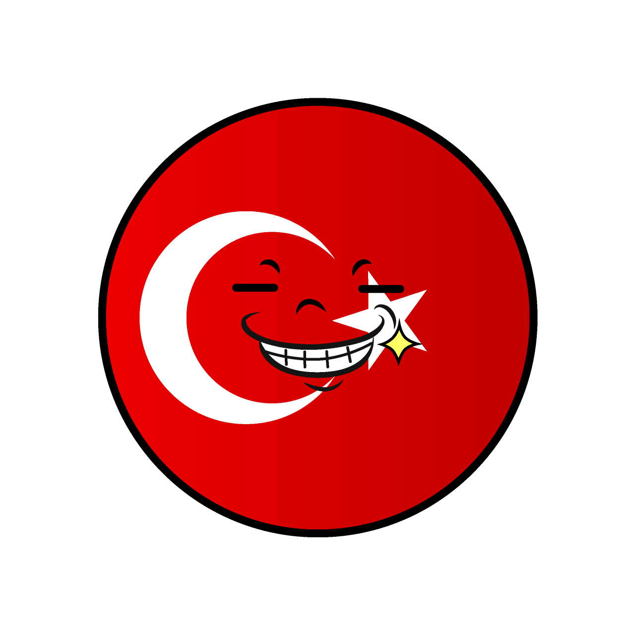 ニヤリとするトルコ国旗（丸型）