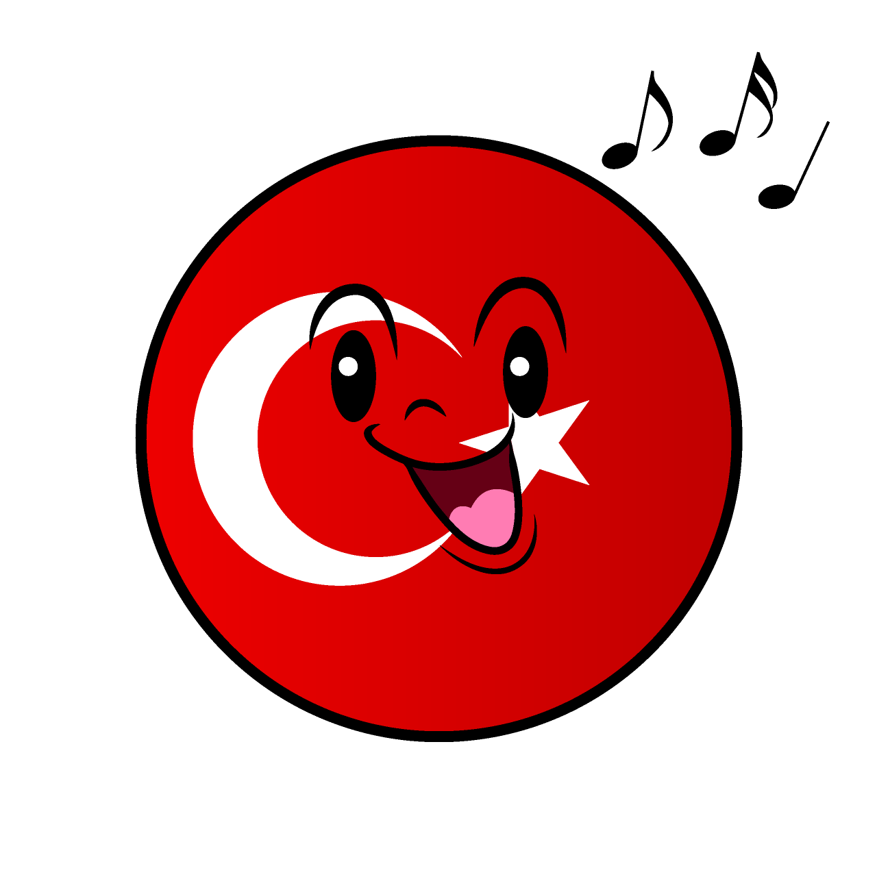 Singing Turkish Flag (Round)