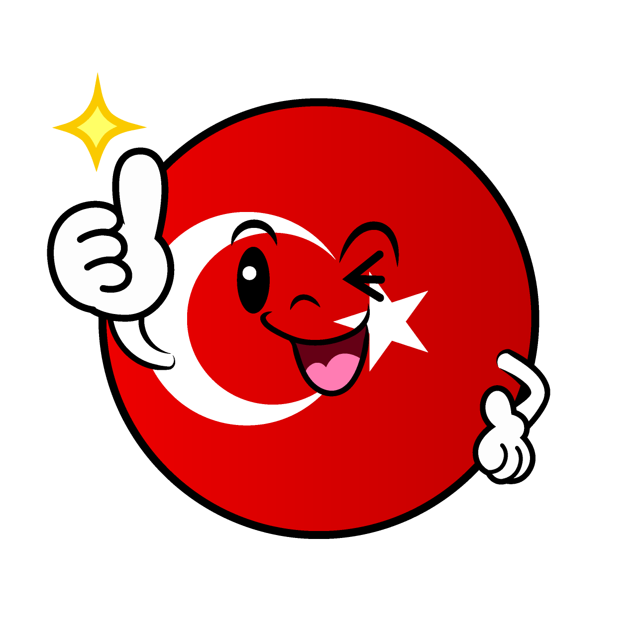 Thumbs Up Turkish Flag (Round)