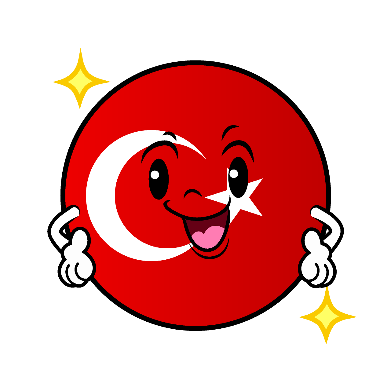 ポーズするトルコ国旗（丸型）