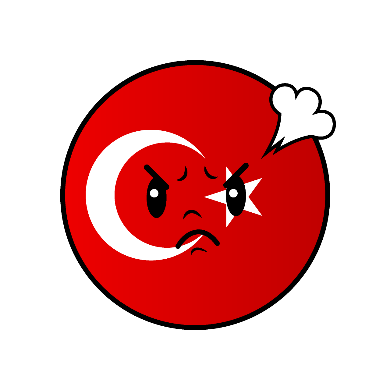Angry Turkish Flag (Round)