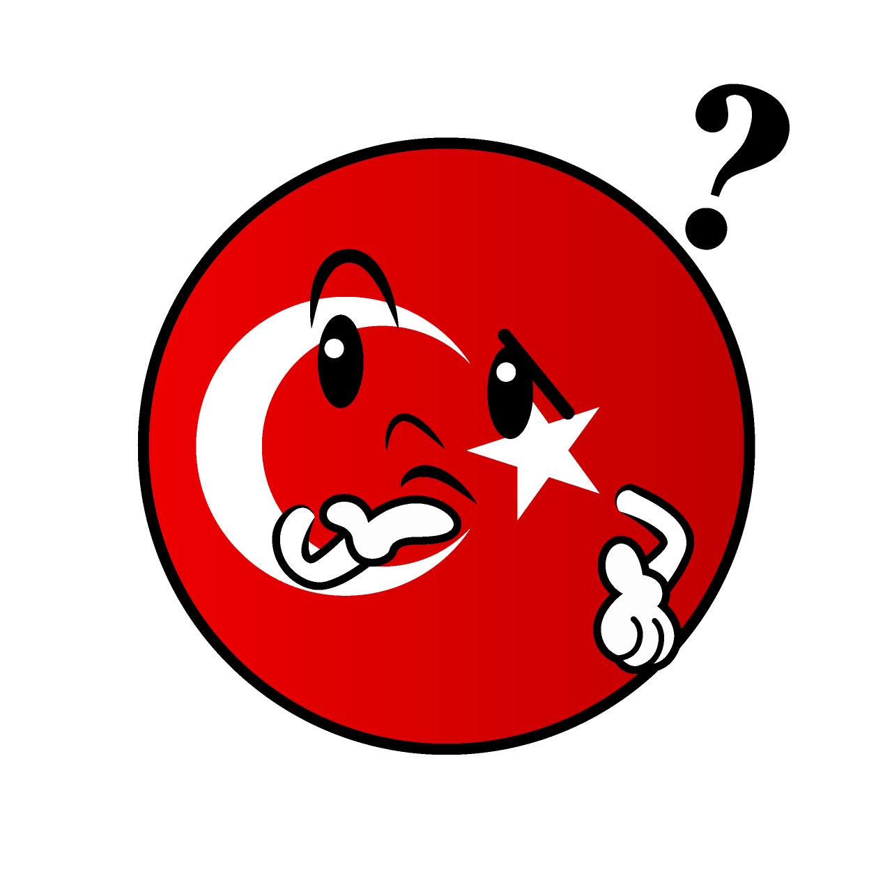 Thinking Turkish Flag (Round)