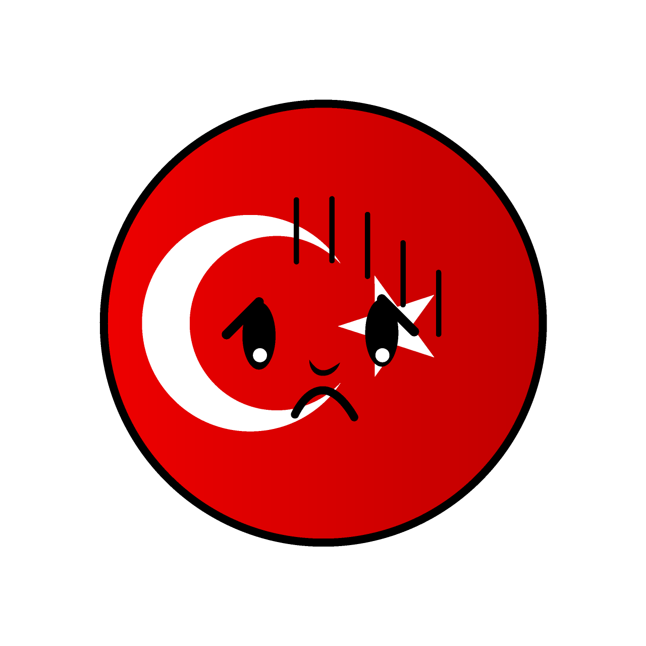お辞儀するトルコ国旗（丸型）