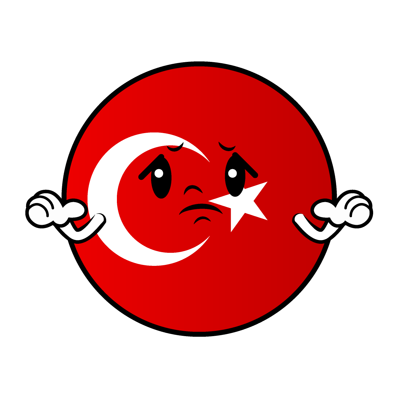 Troubled Turkish Flag (Round)