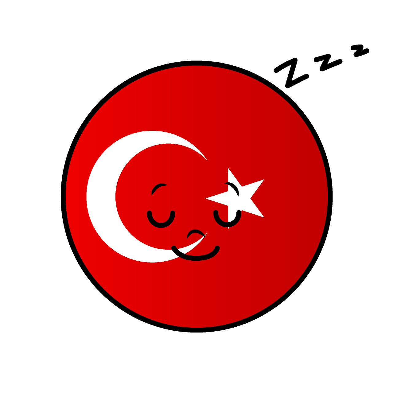 寝るトルコ国旗（丸型）