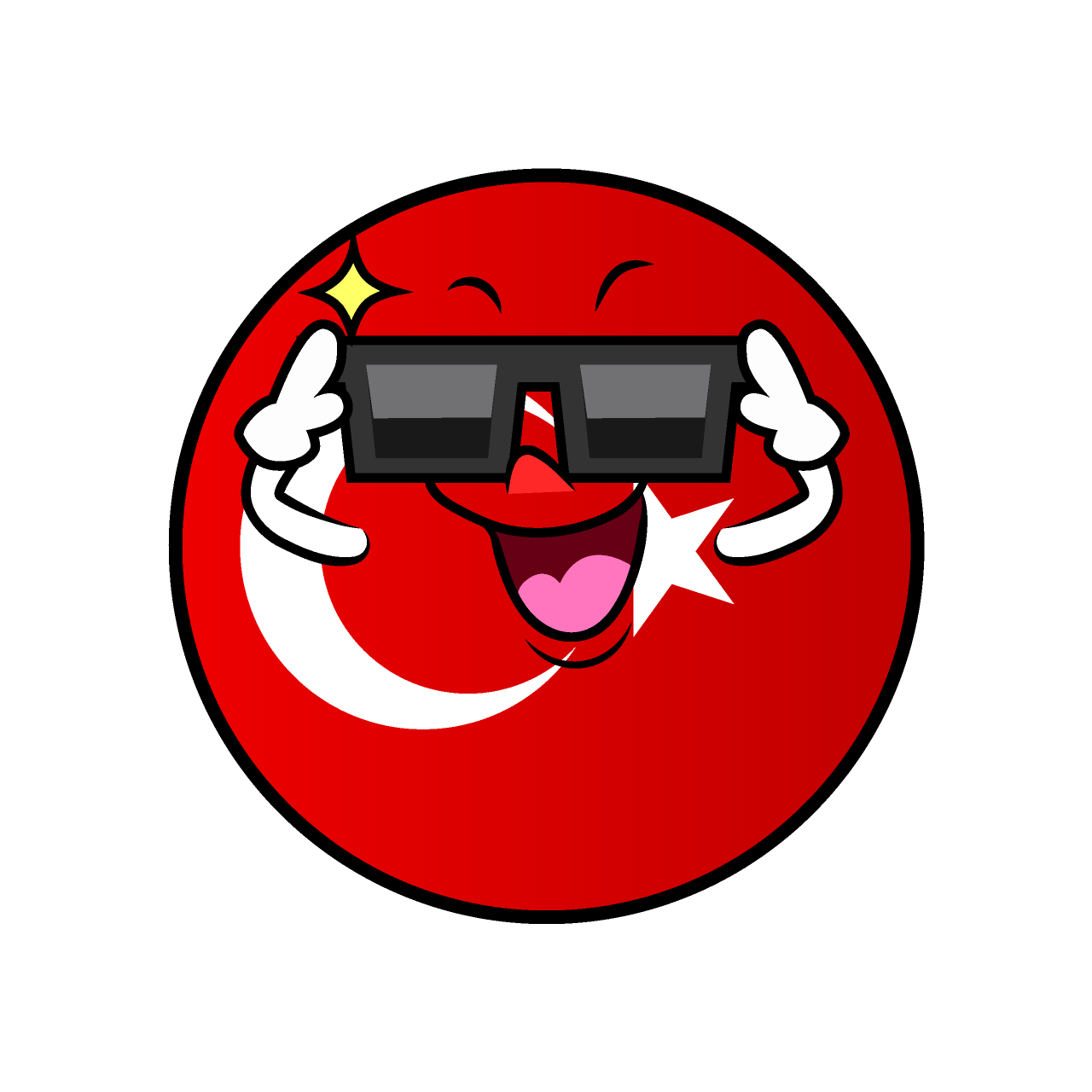 サングラスのトルコ国旗（丸型）