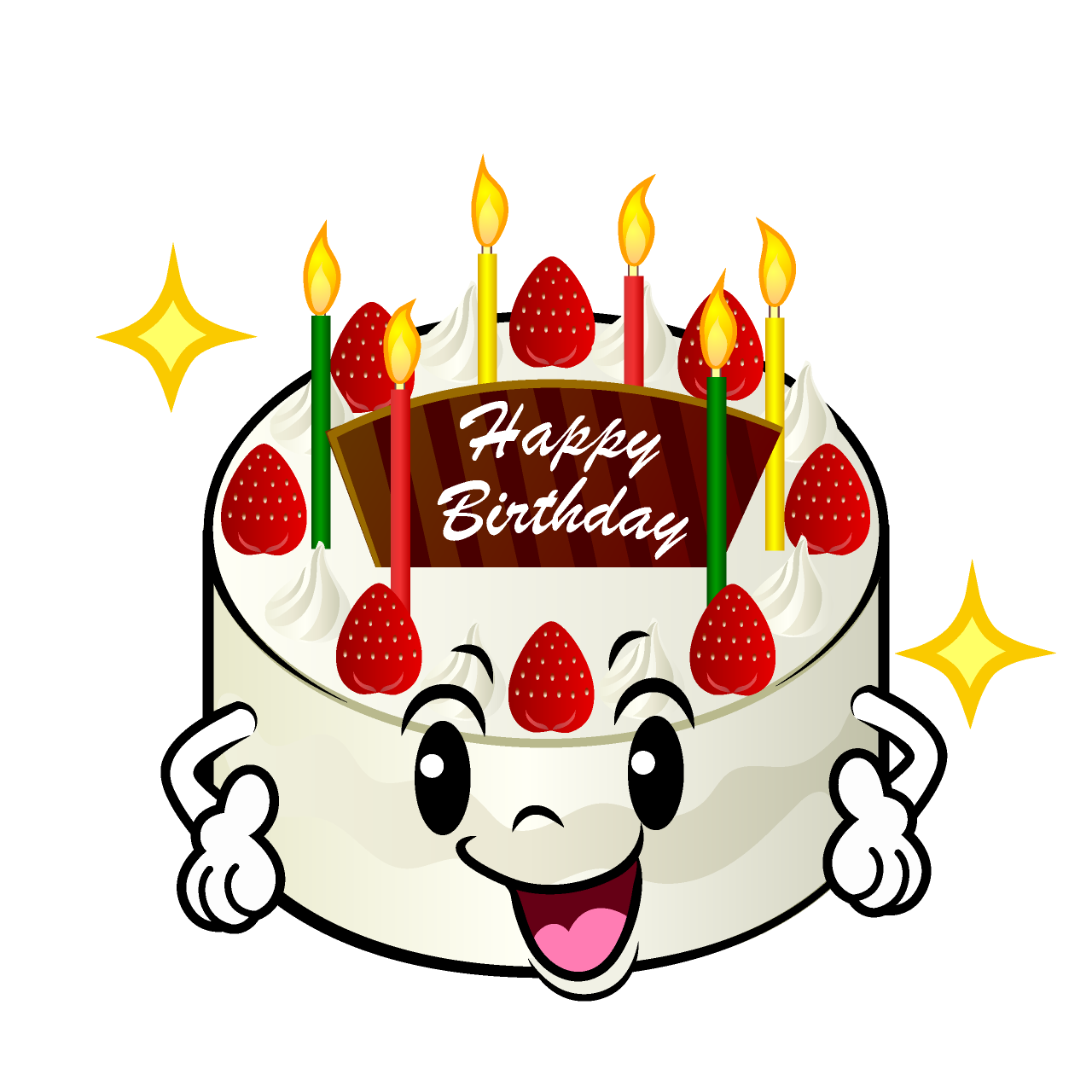 ポーズする誕生日ケーキ