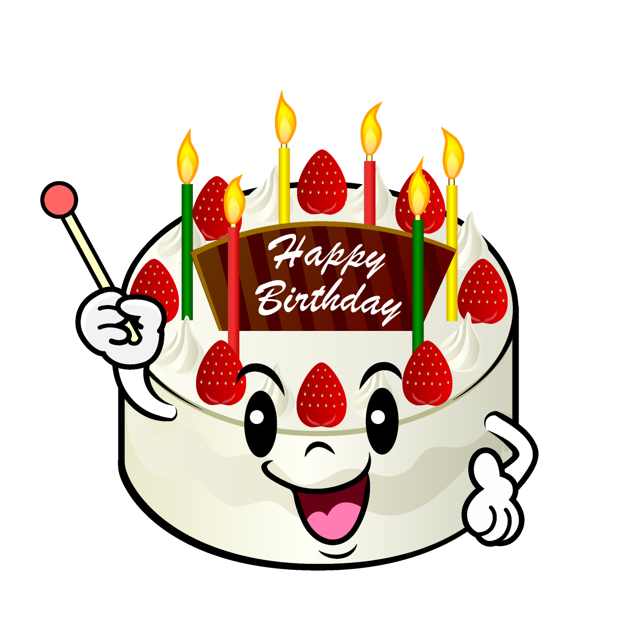 説明する誕生日ケーキ