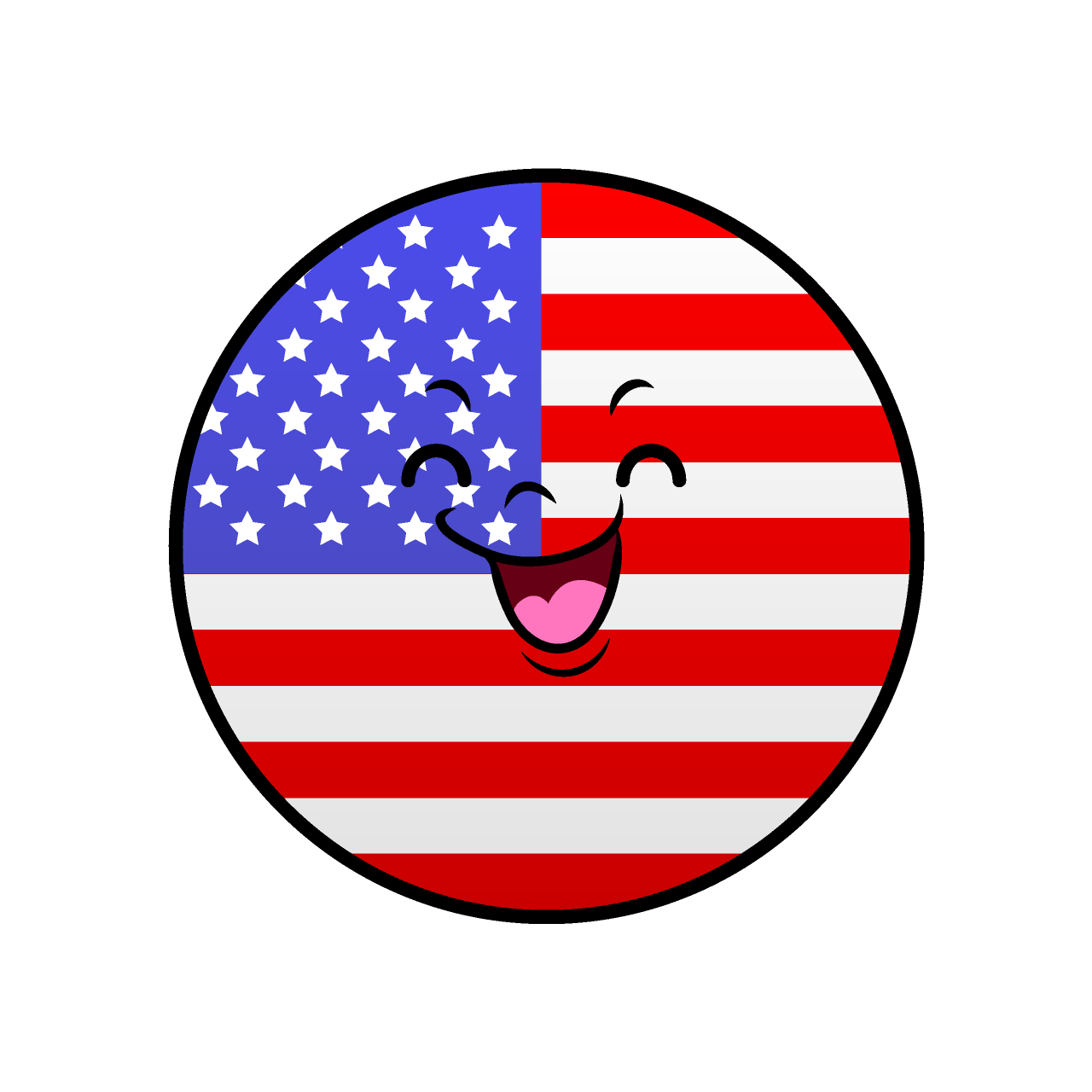 笑顔のアメリカ国旗（丸型）