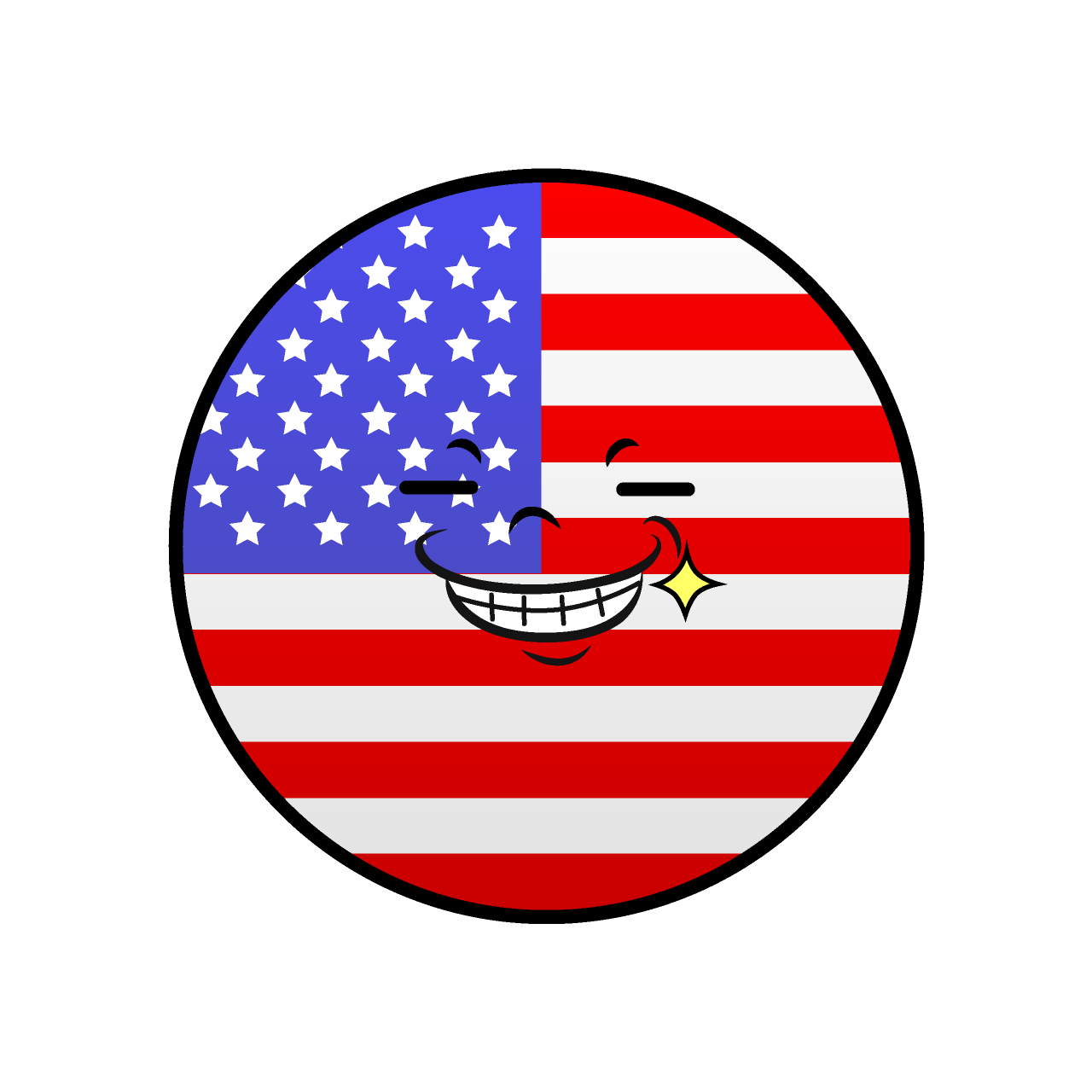 ニヤリと笑うアメリカ国旗（丸型）