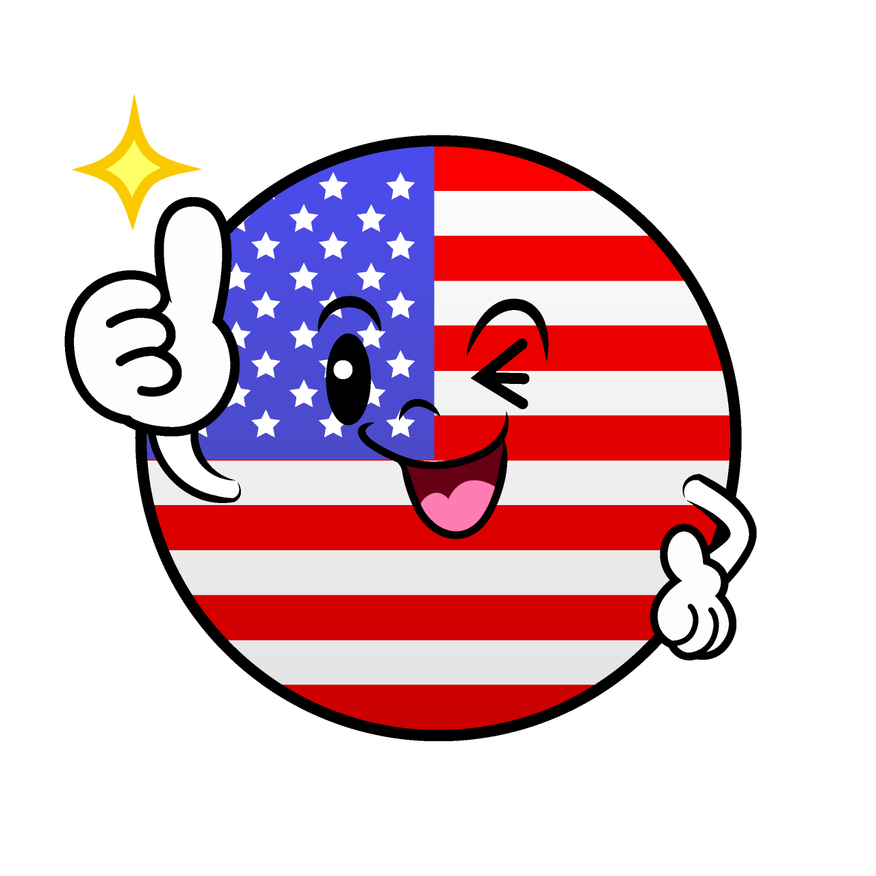 いいね！のアメリカ国旗（丸型）