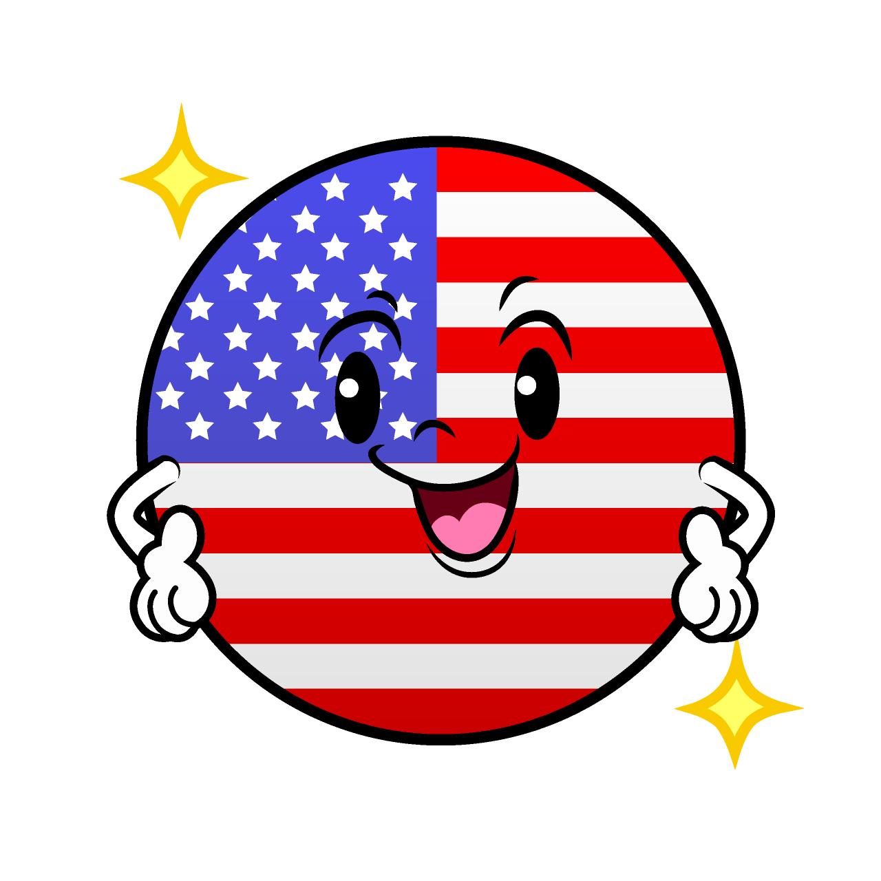 自信満々なアメリカ国旗（丸型）