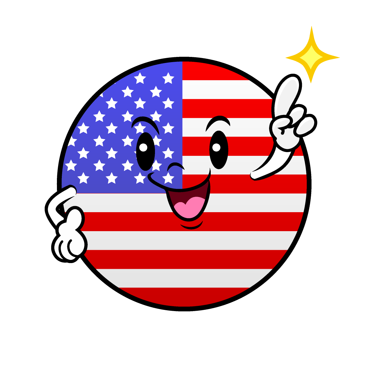 指差しアメリカ国旗（丸型）