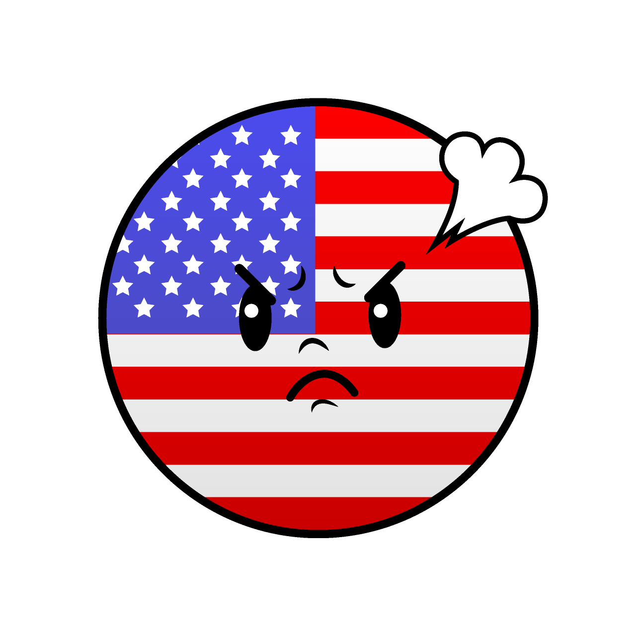 怒るアメリカ国旗（丸型）