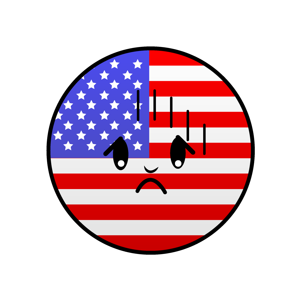 落ち込むアメリカ国旗（丸型）