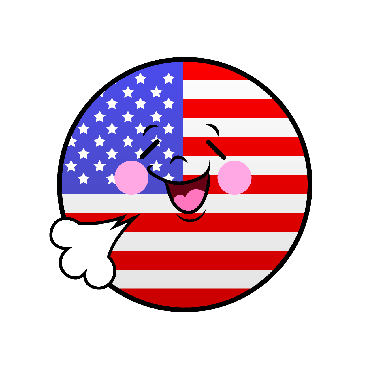 リラックスするアメリカ国旗（丸型）