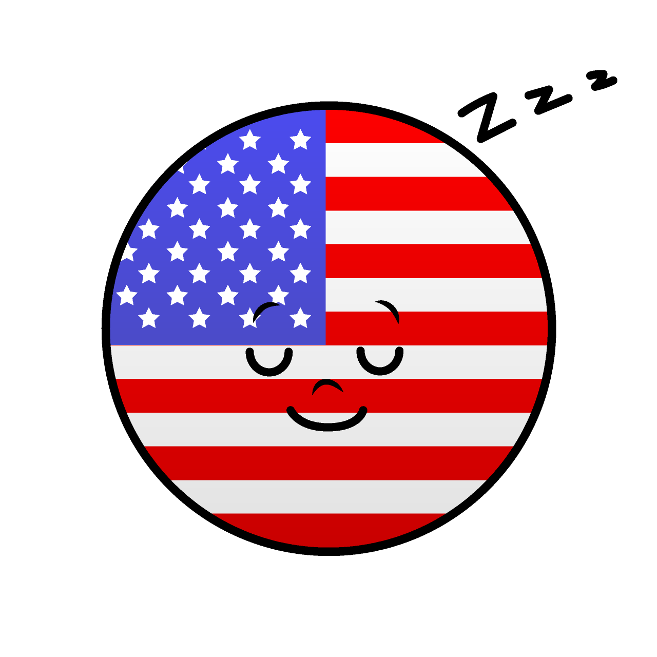 寝るアメリカ国旗（丸型）