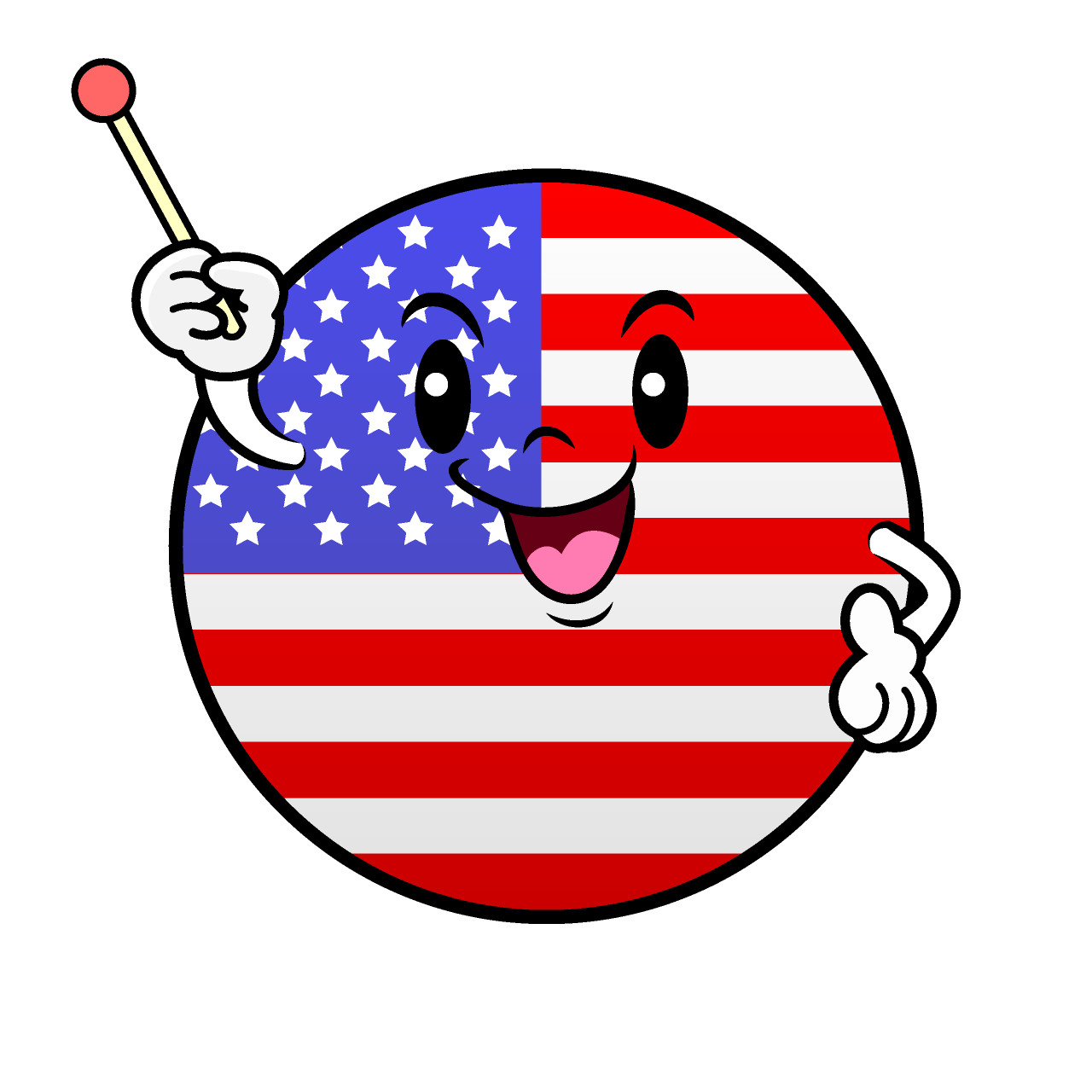 説明するアメリカ国旗（丸型）