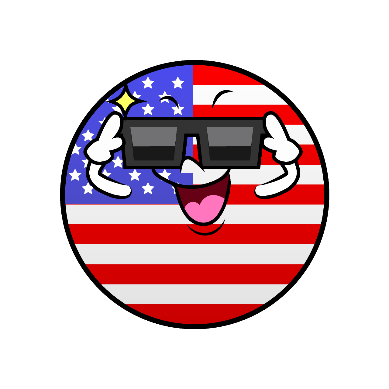 サングラスのアメリカ国旗（丸型）