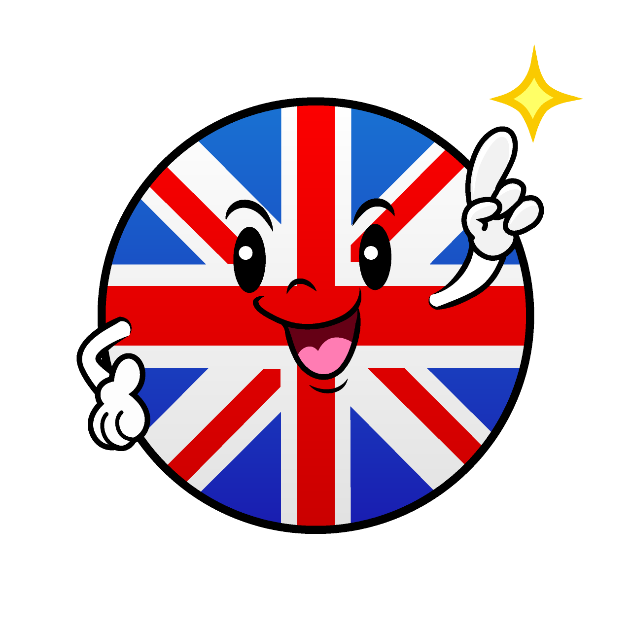 Pointing British Flag (Round)