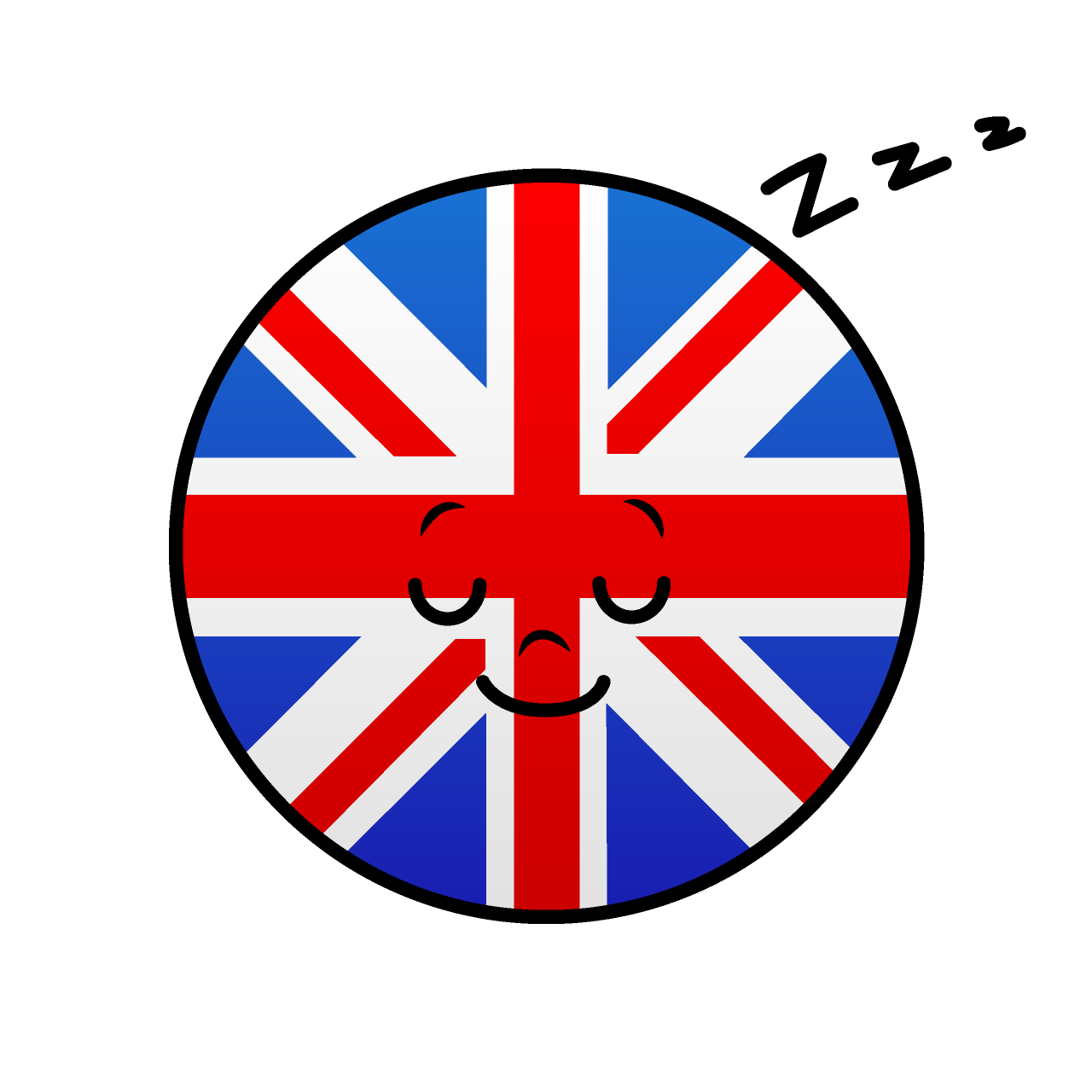 寝るイギリス国旗（丸型）