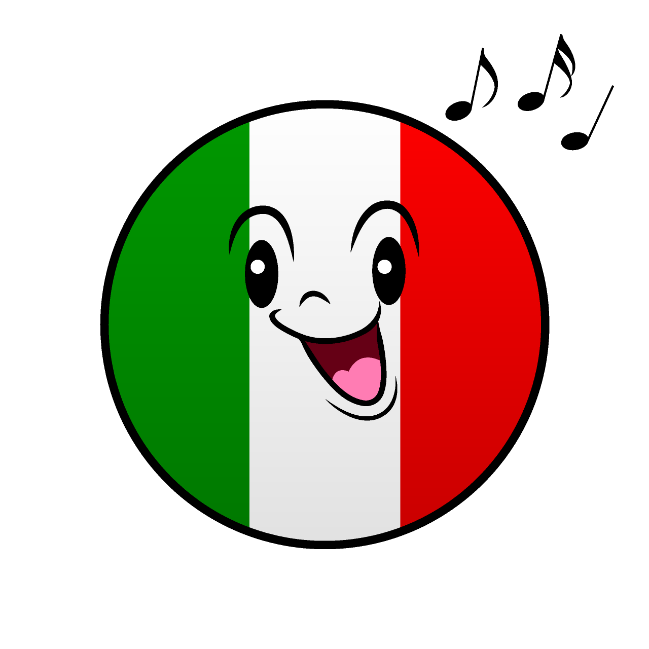 歌うイタリア国旗（丸型）