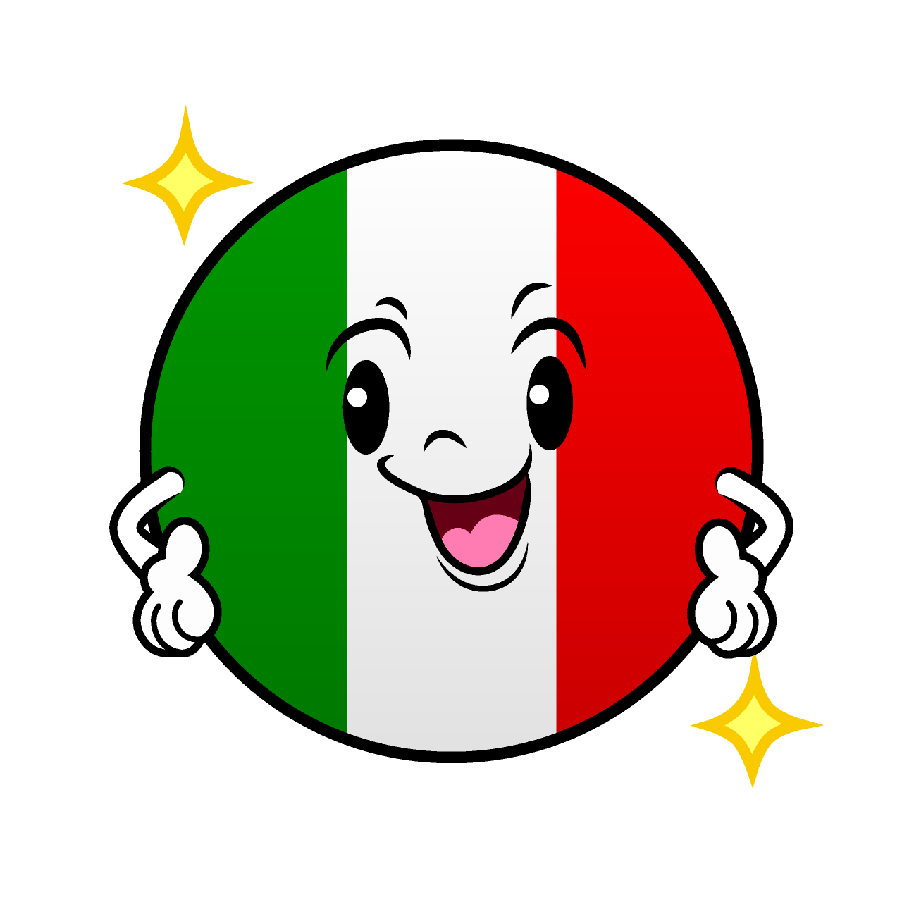 自信満々なイタリア国旗（丸型）