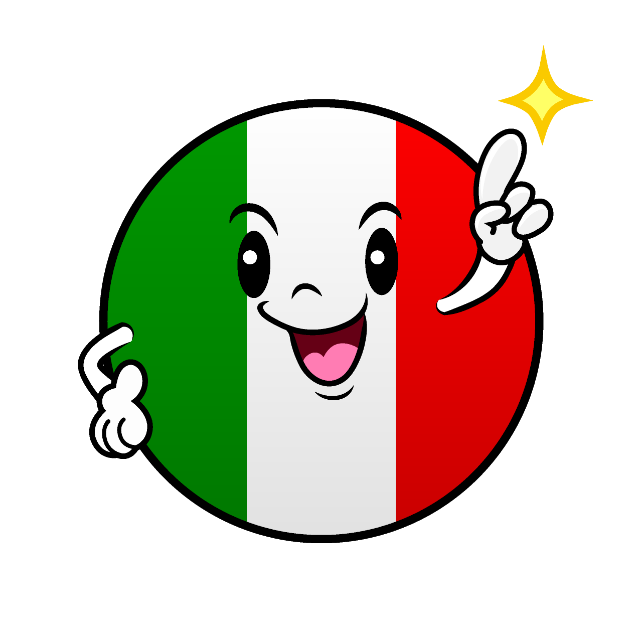Pointing Italian Flag (Round)