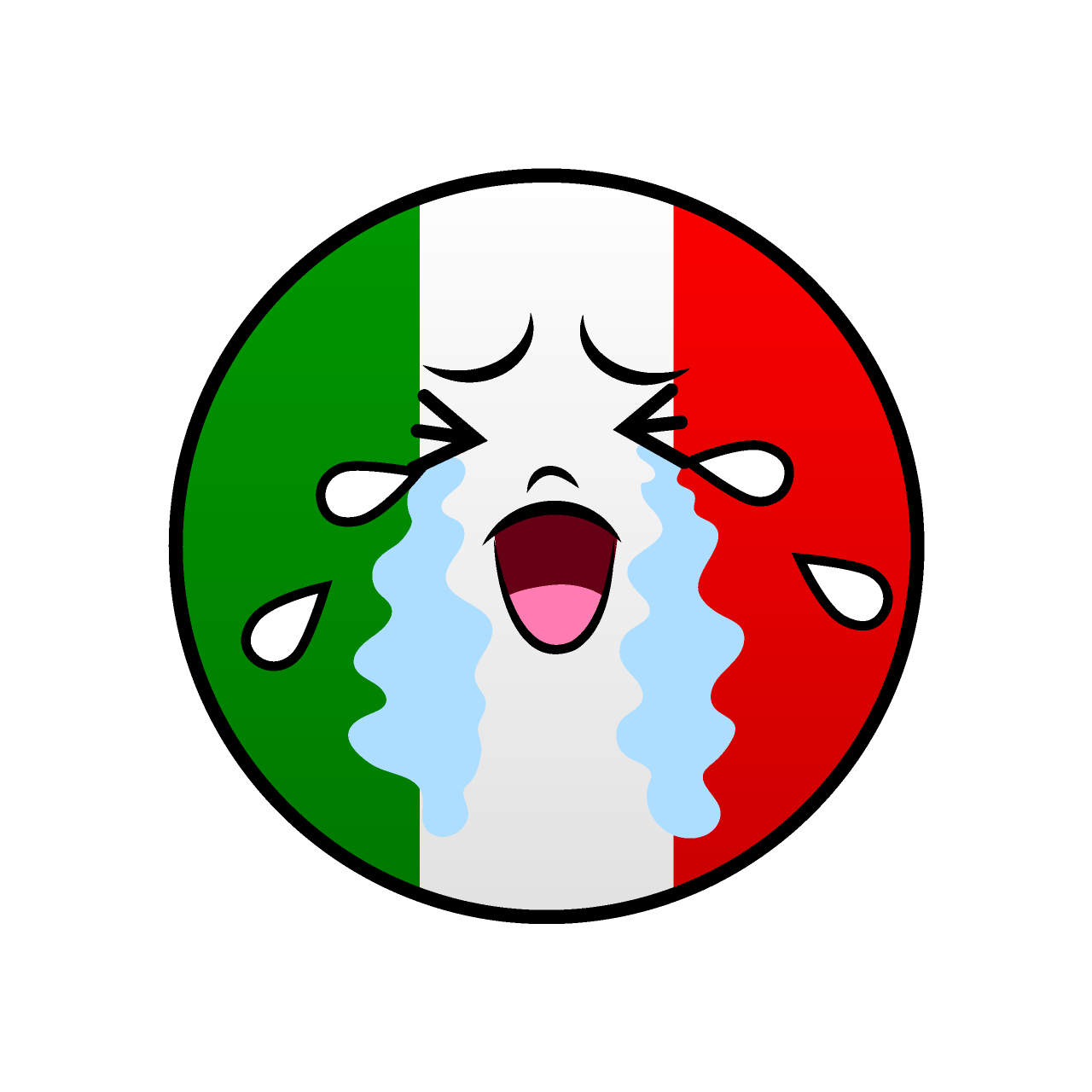 泣くイタリア国旗（丸型）