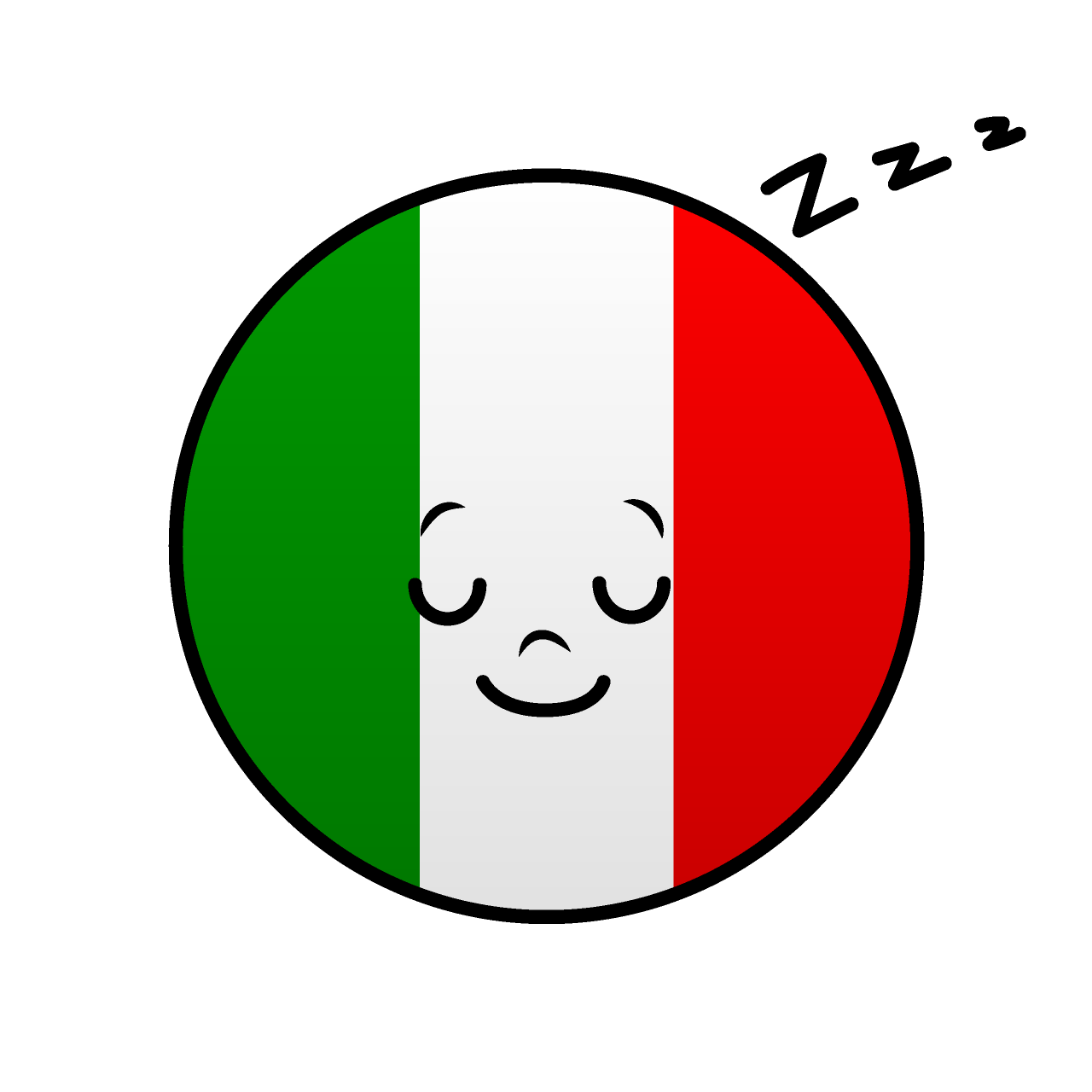 寝るイタリア国旗（丸型）