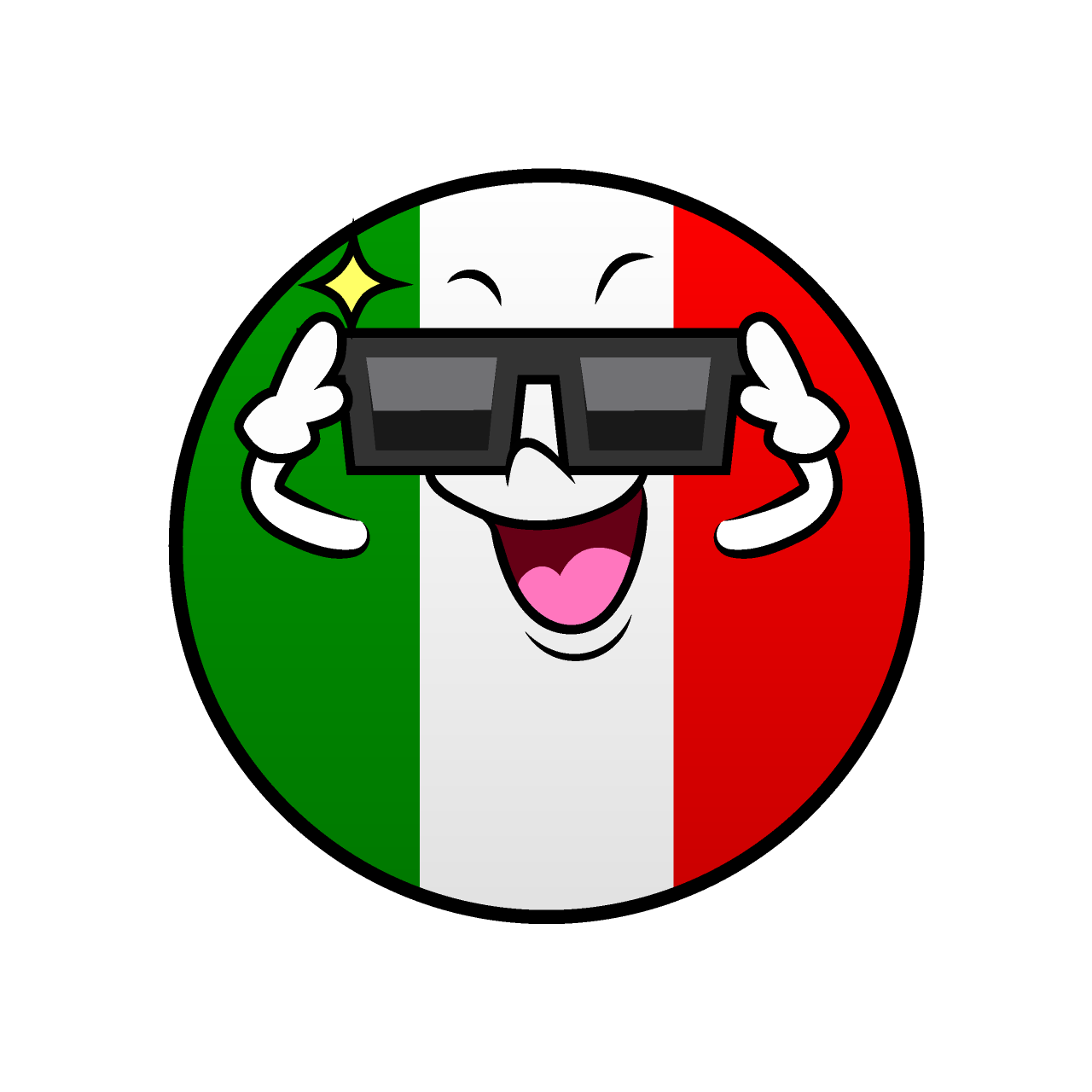 サングラスのイタリア国旗（丸型）