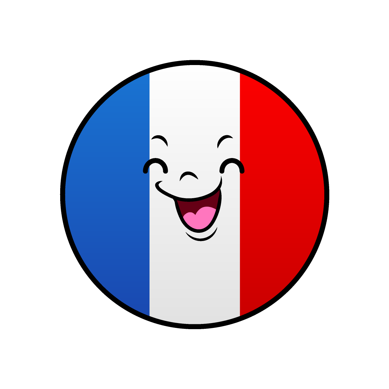 笑顔のフランス国旗（丸型）