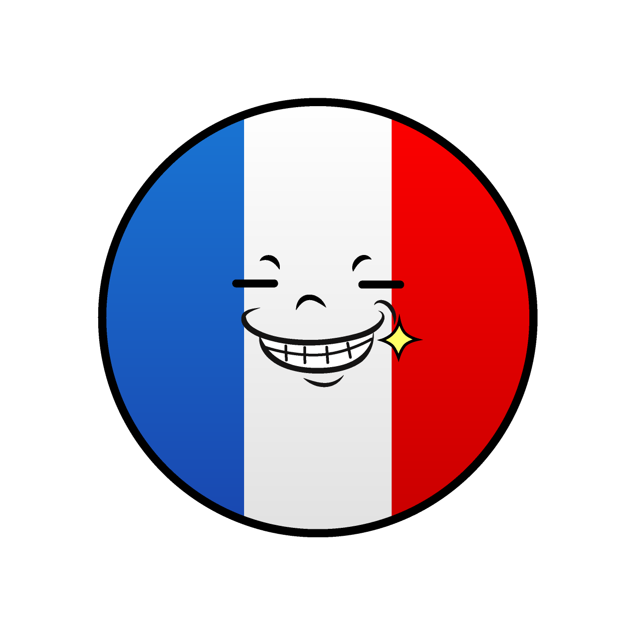 ニヤリと笑うフランス国旗（丸型）